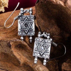 Star Of David Jewish Hebrew Sefer Torah Earrings